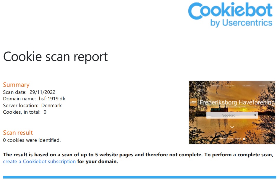 Cookie rapport